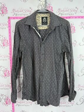 English Laundry shirt Gray Polka Dot Long Sleeve Shirt